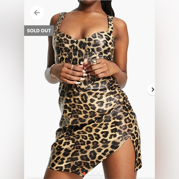 ASOS Leopard Print Corset Seamed Mini Dress size 6 Us new super cute dress - Picture 1 of 14